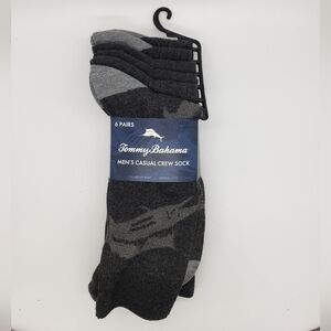 Tommy Bahama Mens 6 Pairs Casual Crew Socks Charcoal/Heather